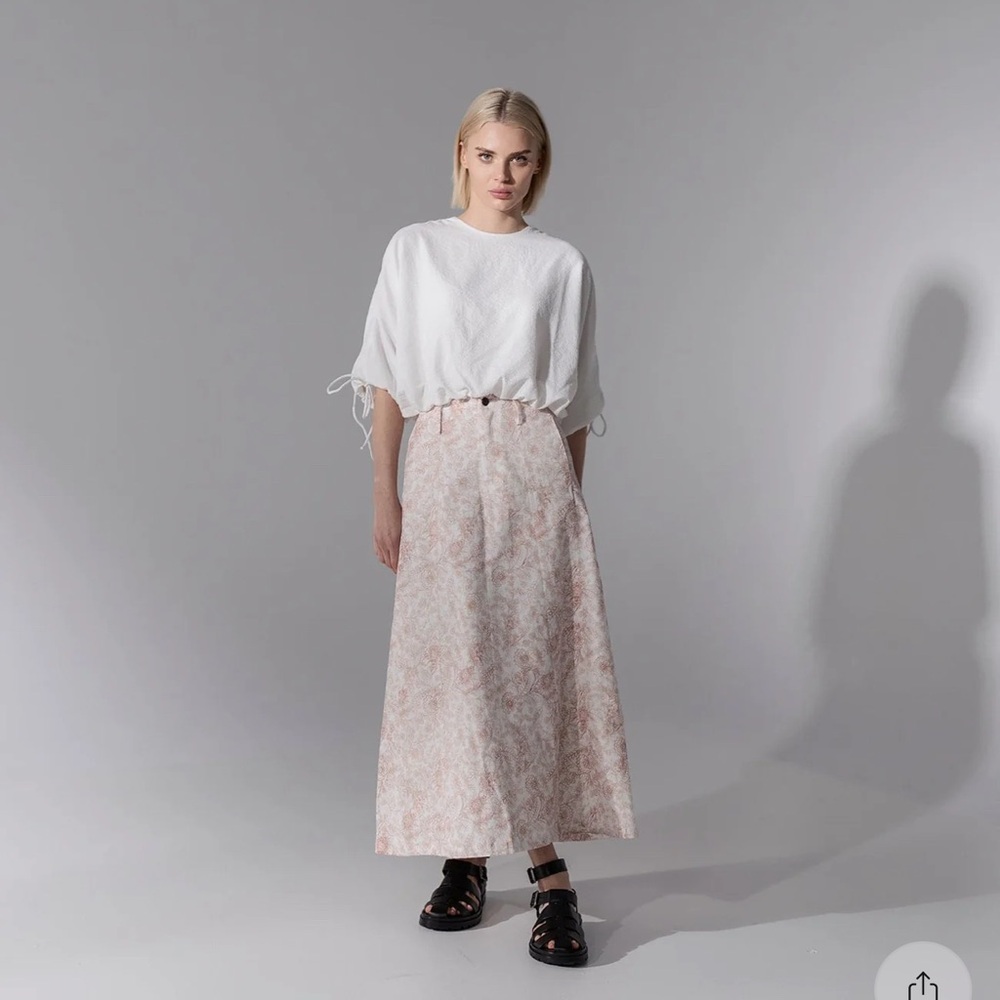 Floral Denim Maxi Skirt